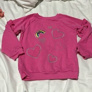 Garanimals 6 hot pink sweatshirt embroidered and bling hearts rainbows euc